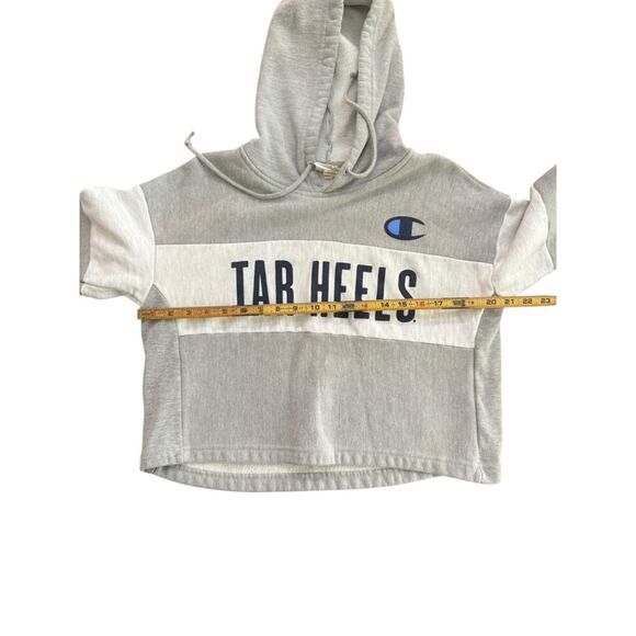 Champion Gray White Graphic Print Cropped Hoodie Sweatshirt Size Medium - Picture 3 of 4